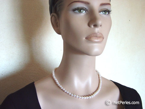 Collar Perlas de Akoya 45 cm, 6.5-7 mm, blancas AAA