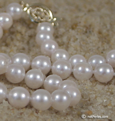 Collar Perlas de Akoya 45 cm, 7-7.5 mm, blancas AA+