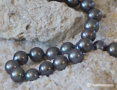 Collar Perlas de Akoya 45 cm, 6-6.5 mm, negras AA+