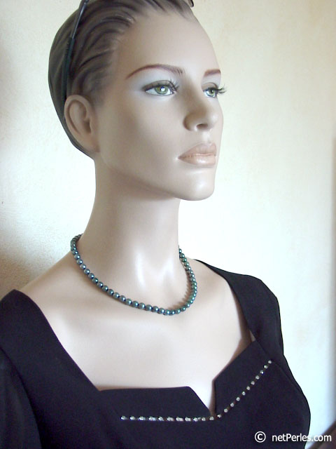 Collar Perlas de Akoya 45 cm, 6.5-7 mm, negras AA+