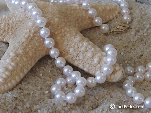 Collar Perlas de Akoya 90 cm, 6-6.5 mm, blancas AA+