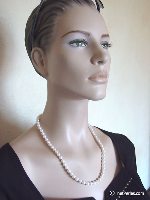 Collar Perlas de Akoya 55 cm 7-7.5 mm, blancas AAA