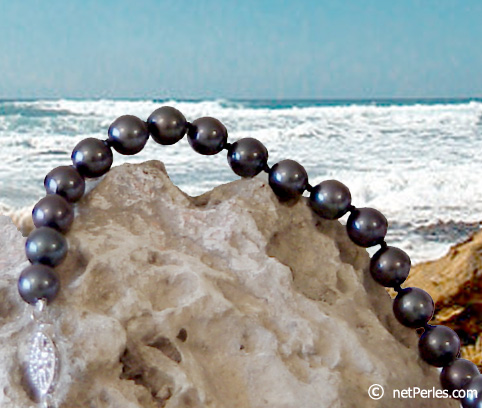 Collar Perlas de Akoya 40 cm 6-6.5 mm, negras AA+