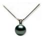 Colgante « V » Perla Negra de Akoya 7-7.5 mm AAA