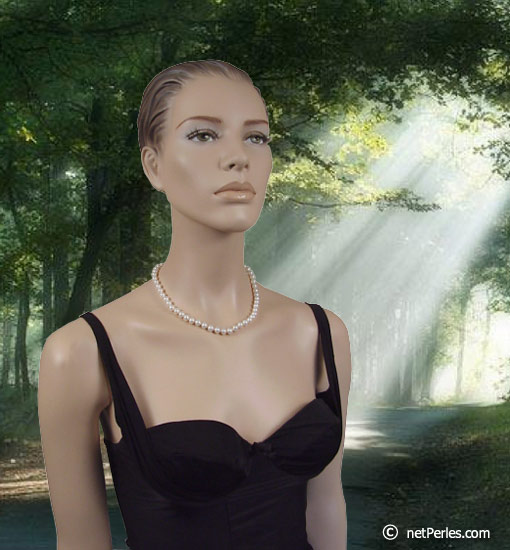 Collar Perlas de Agua Dulce, 45 cm, 7-8 mm, blancas, AAA