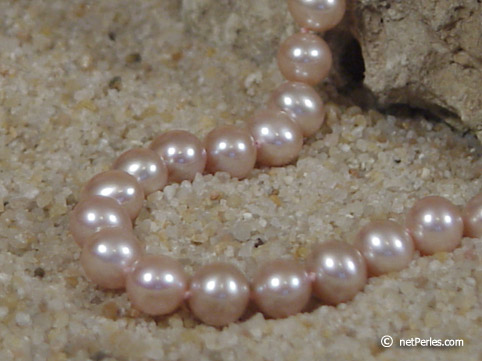 Collar Perlas de Agua Dulce, 45 cm, 7-8 mm, lavanda, AA+