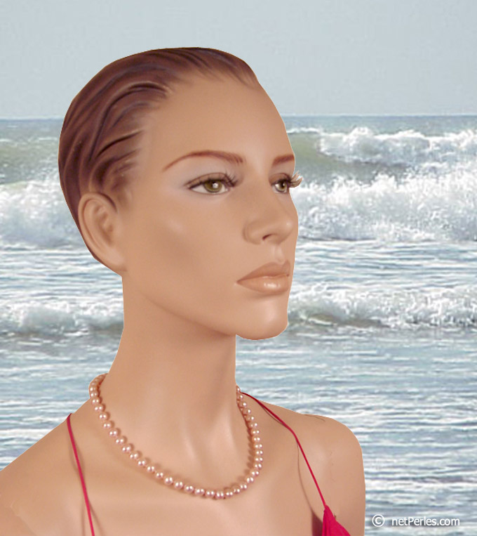 Collar Perlas de Agua Dulce, 45 cm, 7-8 mm, lavanda, AAA