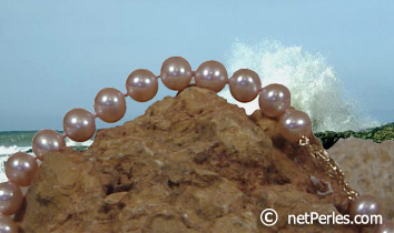 Collar Perlas de Agua Dulce, 45 cm, 7-8 mm, lavanda, AAA