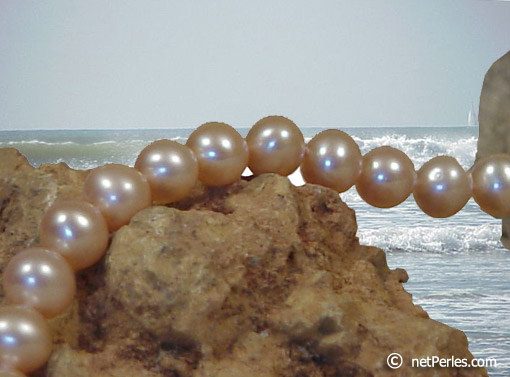 Collar Perlas Agua Dulce, 45 cm, 7-8 mm melocoton, AAA