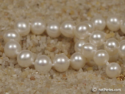 Pulsera Perlas de Agua Dulce, 18 cm, 7-8 mm, blancas, AA+